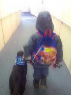 Autistic boy and service dog